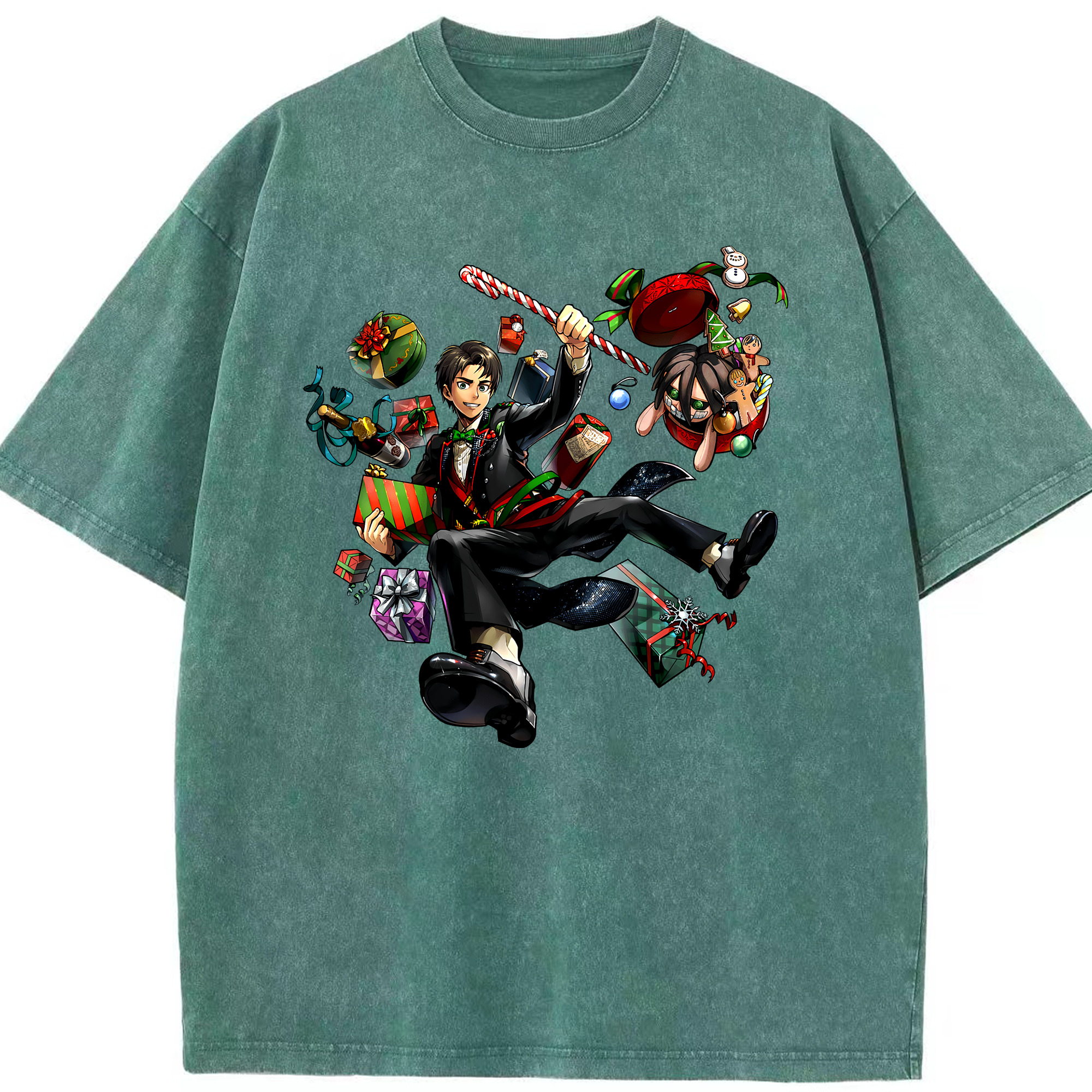 （画像用） 進撃の巨人 エレン･イェーガー Attack on Titan Eren Jäger 綿100% ヴィンテージ風 半袖Tシャツ（フロントプリント）